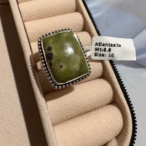 925 sterling silver – atlantacite– rectangular cabochon ring – size 10